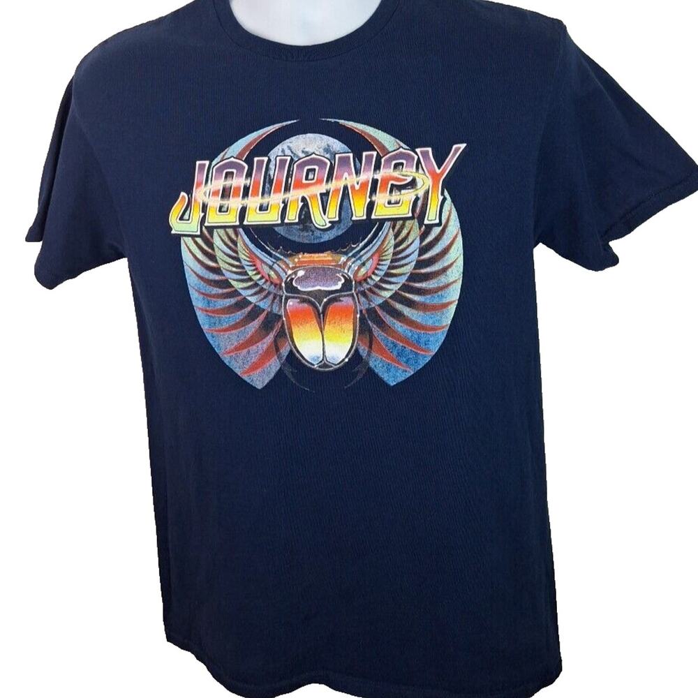Journey 80s Rock Band Medium Navy Blue T-Shirt, Tour Concerts Music